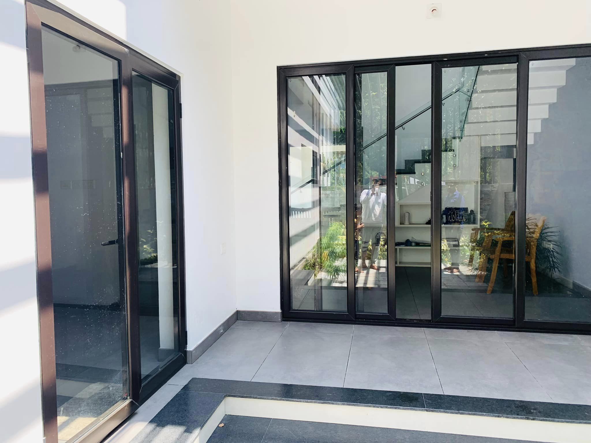 Aluminium heavy duty windows & doors works at mr. Hamsath nhamanghat residence