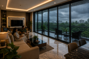 Keep Your Living Room Dry : Aluminium Sliding Folding Glass Doors for Balconies