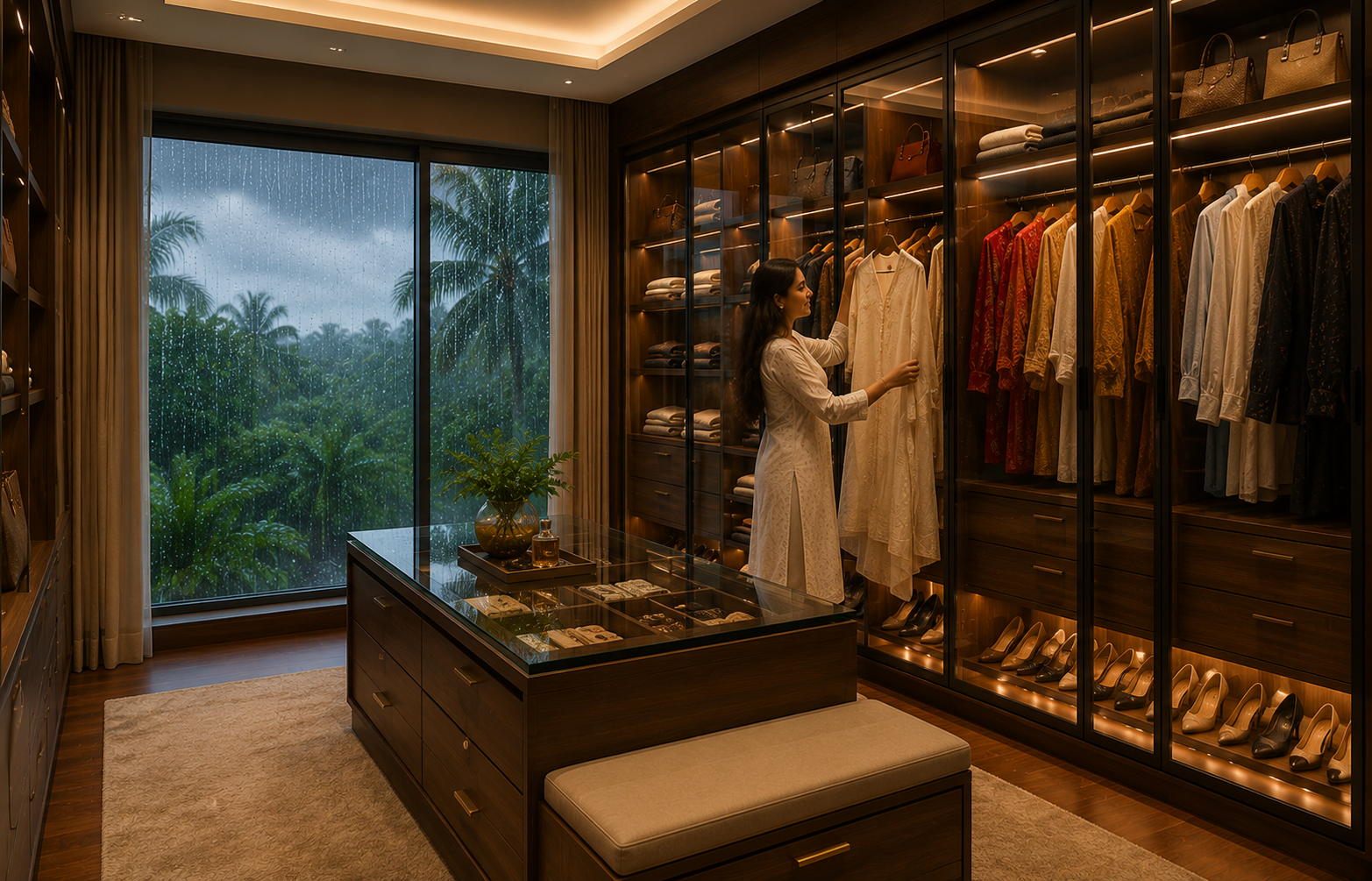 Luxury Wardrobe Design for Kerala Monsoon
