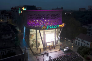 Falcon Mall Unveiled : Green Interio Fusion’s Seamless Curved Glass Elevation